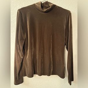 Brown velour mock neck top